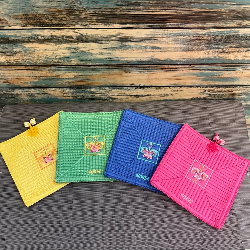 Korean Embroidered Coaster Set - Colorful